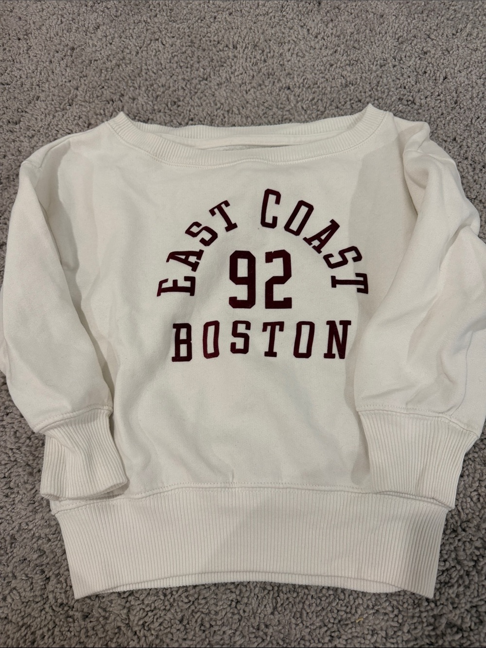 abercrombie kids White Sweatshirt with Maroon East Coast Graphic